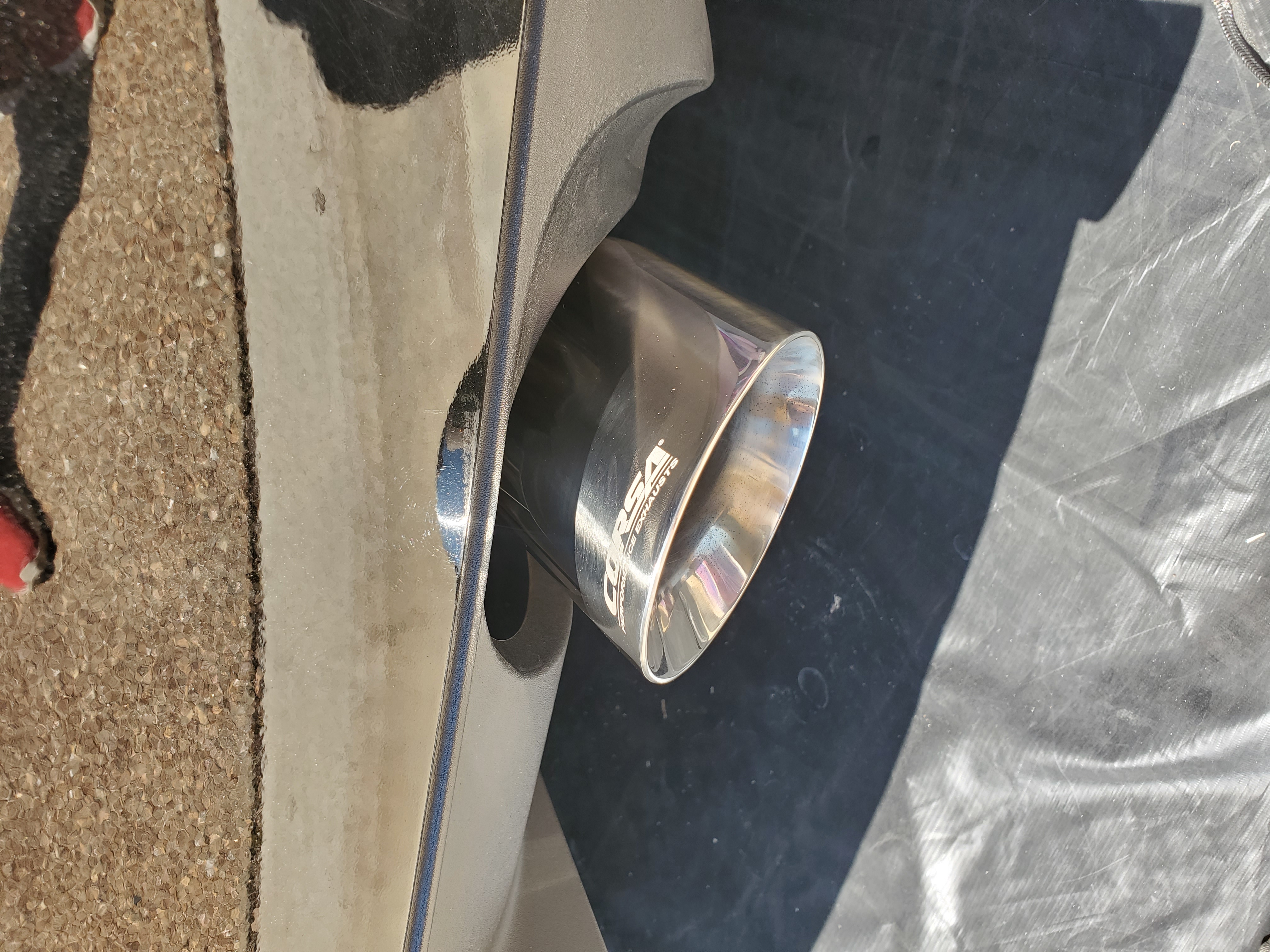 Corsa tip and bumper cutout from a different angle